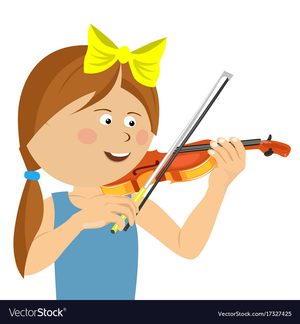 Cute Little Girl With String Playing Violin Vector Image