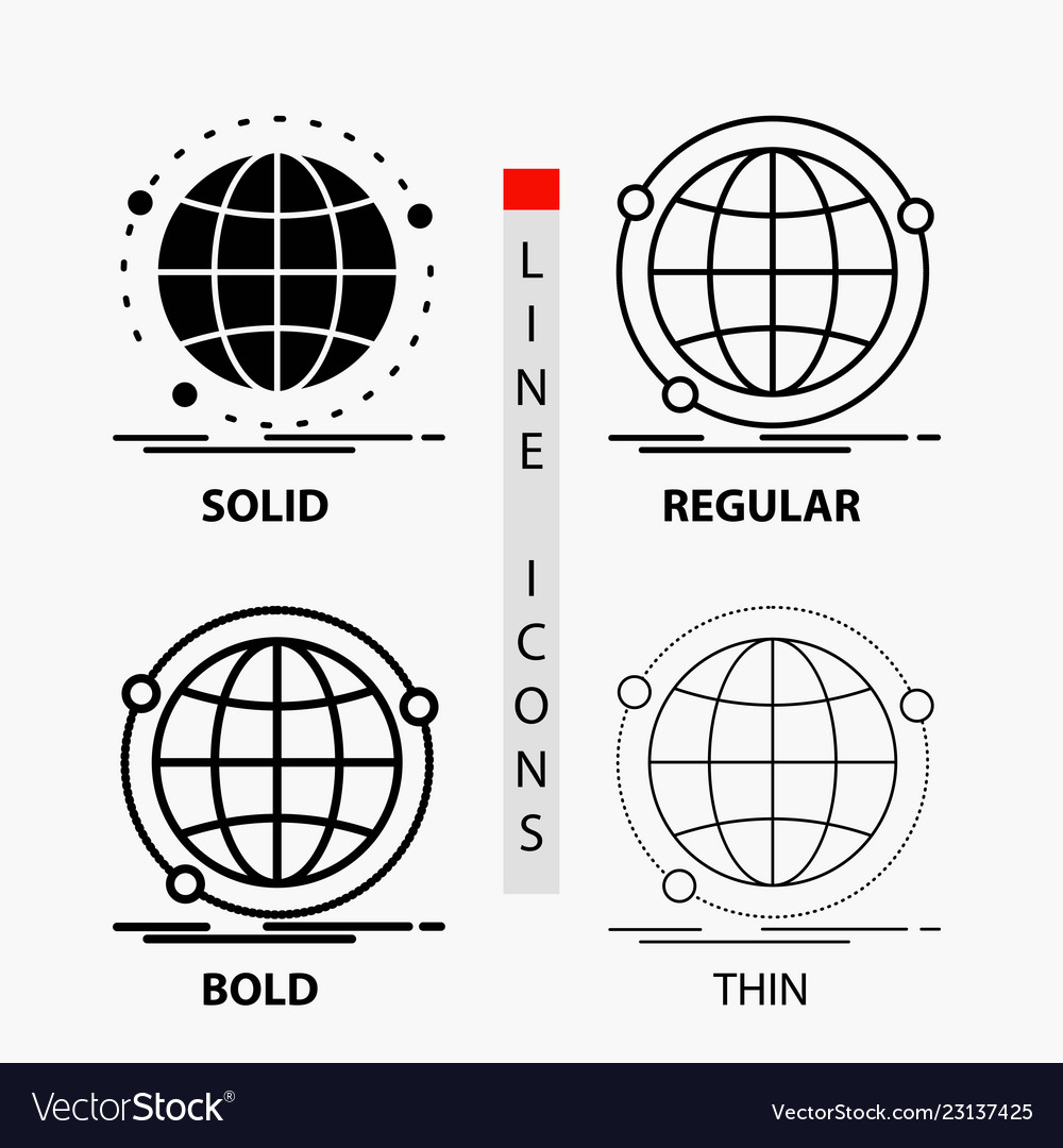 Data global internet network web icon in thin vector image Data global internet network web icon in thin