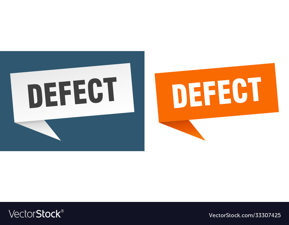 Defect banner sign speech bubble label set