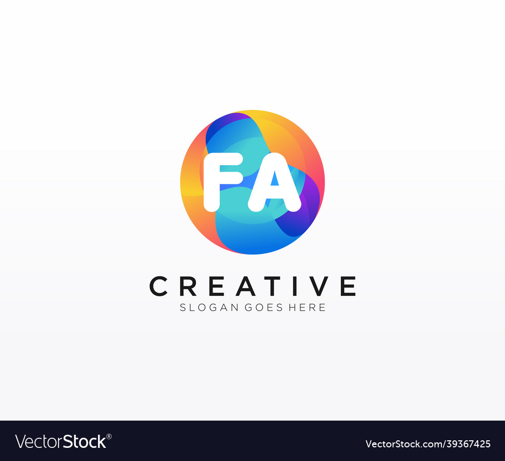 Fa initial logo with colorful circle template