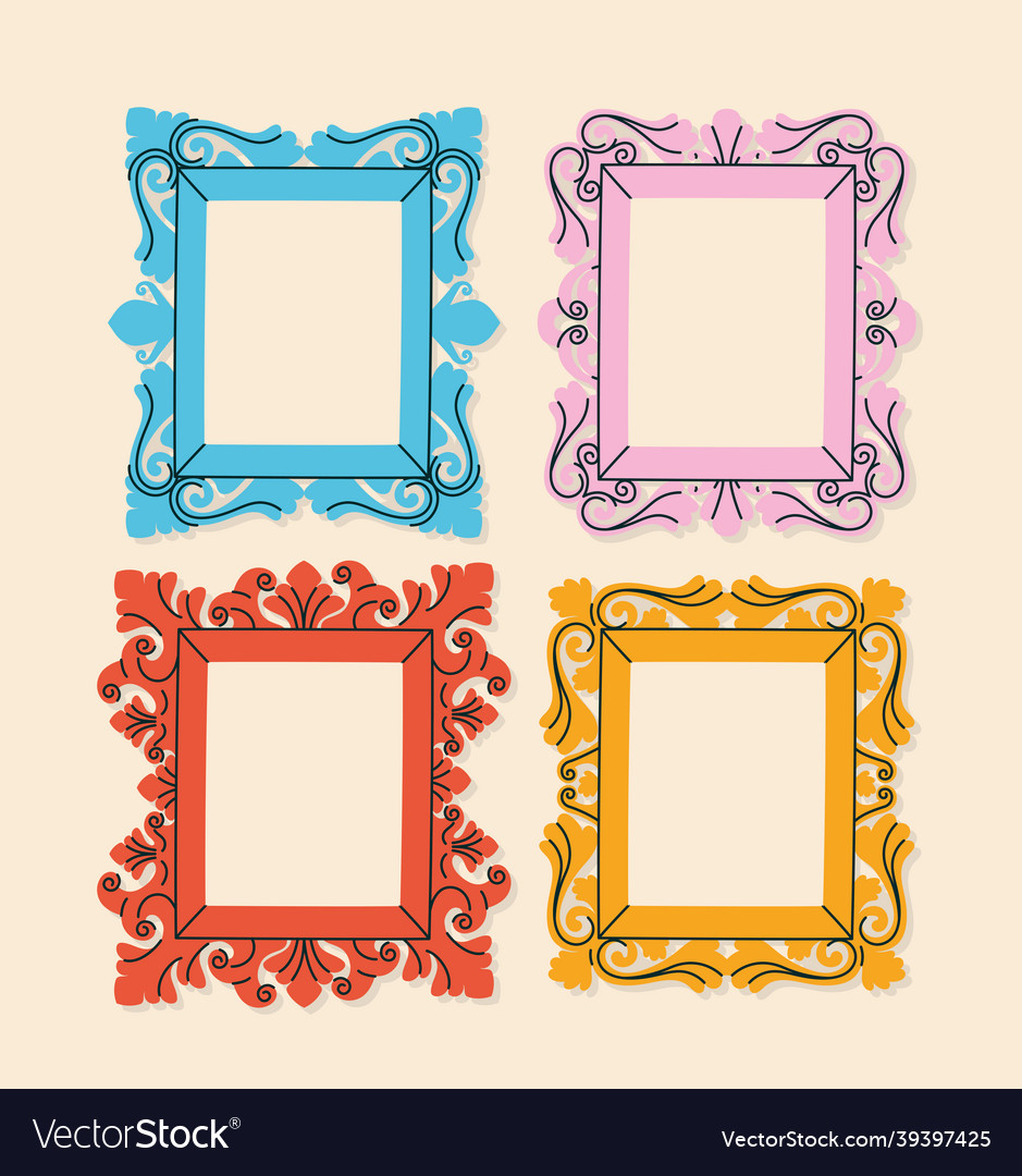 Four colored frames Royalty Free Vector Image VectorStock