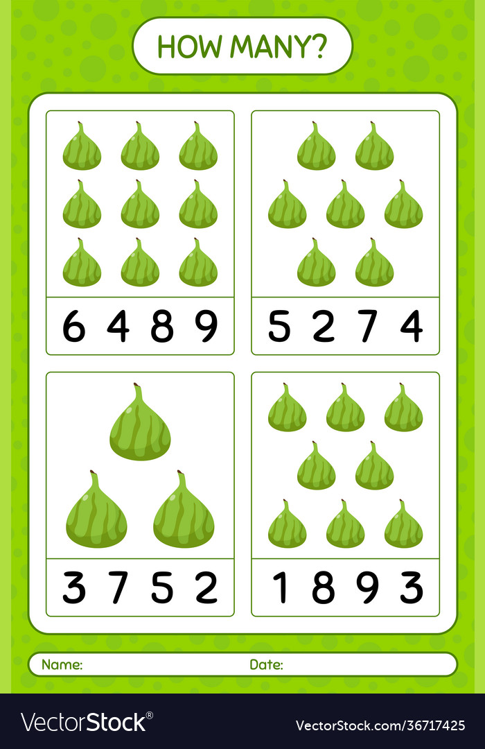 How many counting game with indian fig worksheet vector image How many counting game with indian fig worksheet