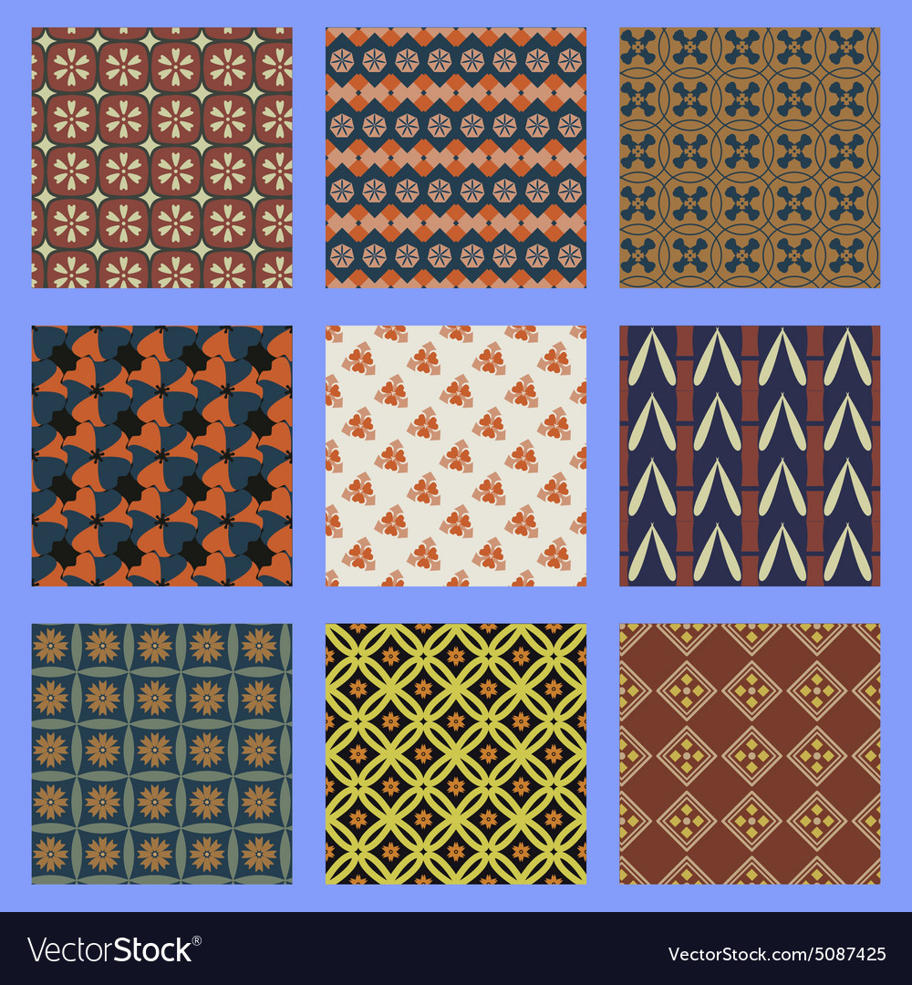 Oriental seamless pattern set