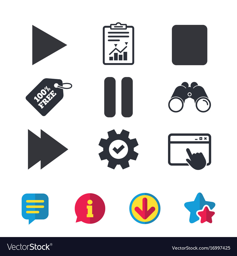 Play, Pause, Stop Icons - Navigation