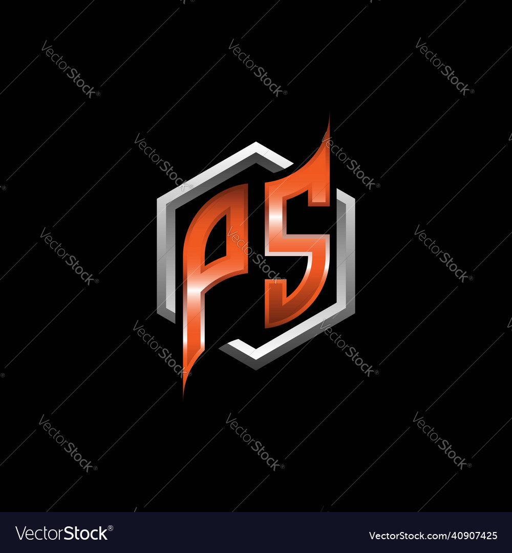 Ps monogram geometric orange with hexagonal