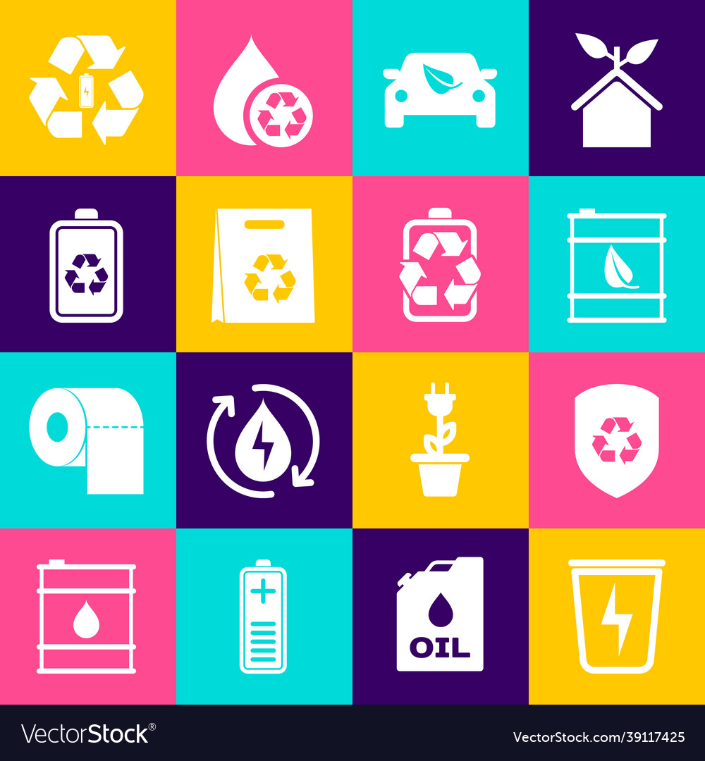 Set lightning with trash can recycle inside Vector Image Set lightning with trash can recycle inside