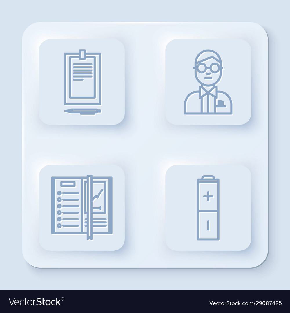Set line clipboard with document scientist vector image Set line clipboard with document scientist