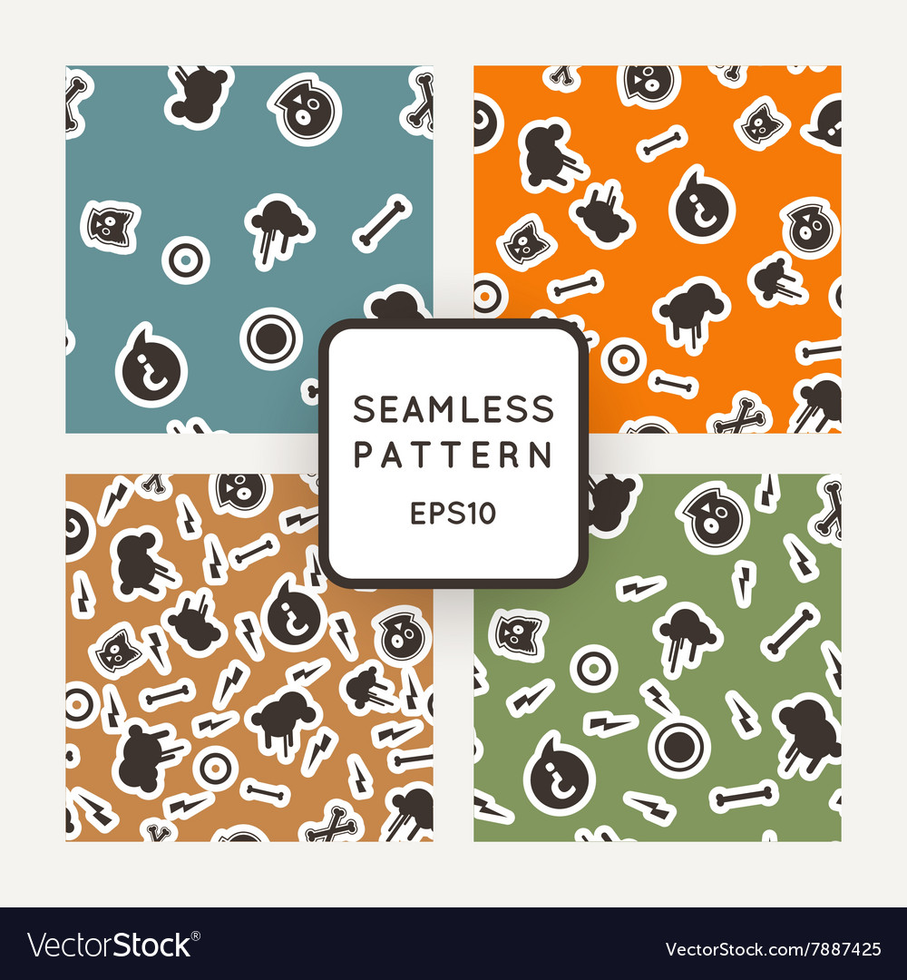 Set of seamless patterns with bones skulls