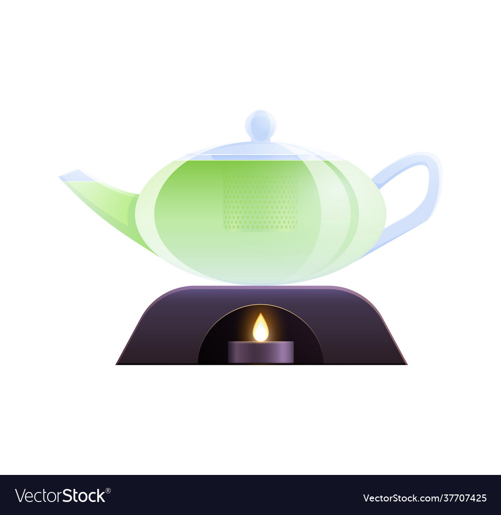 Teapot on burner composition Royalty Free Vector Image