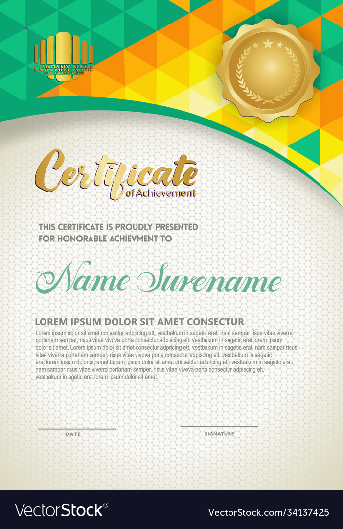 Vertical certificate template with triangle Vector Image Vertical certificate template with triangle