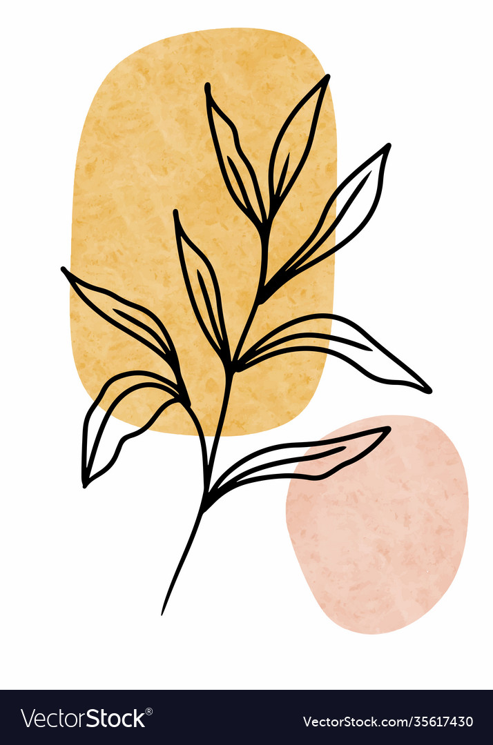 Abstract botanical wall art leaves boho Royalty Free Vector