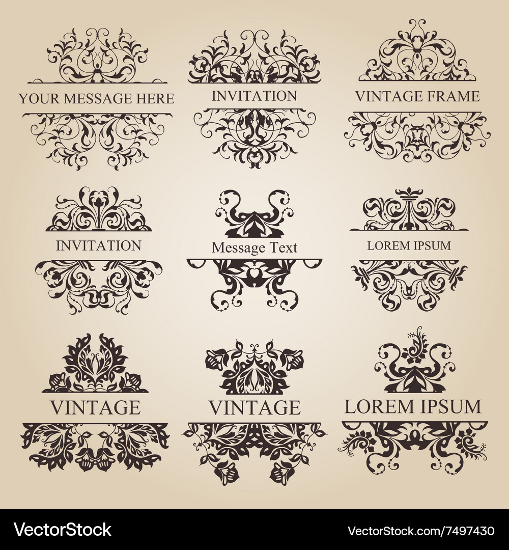Calligraphic elements vintage set frame Royalty Free Vector