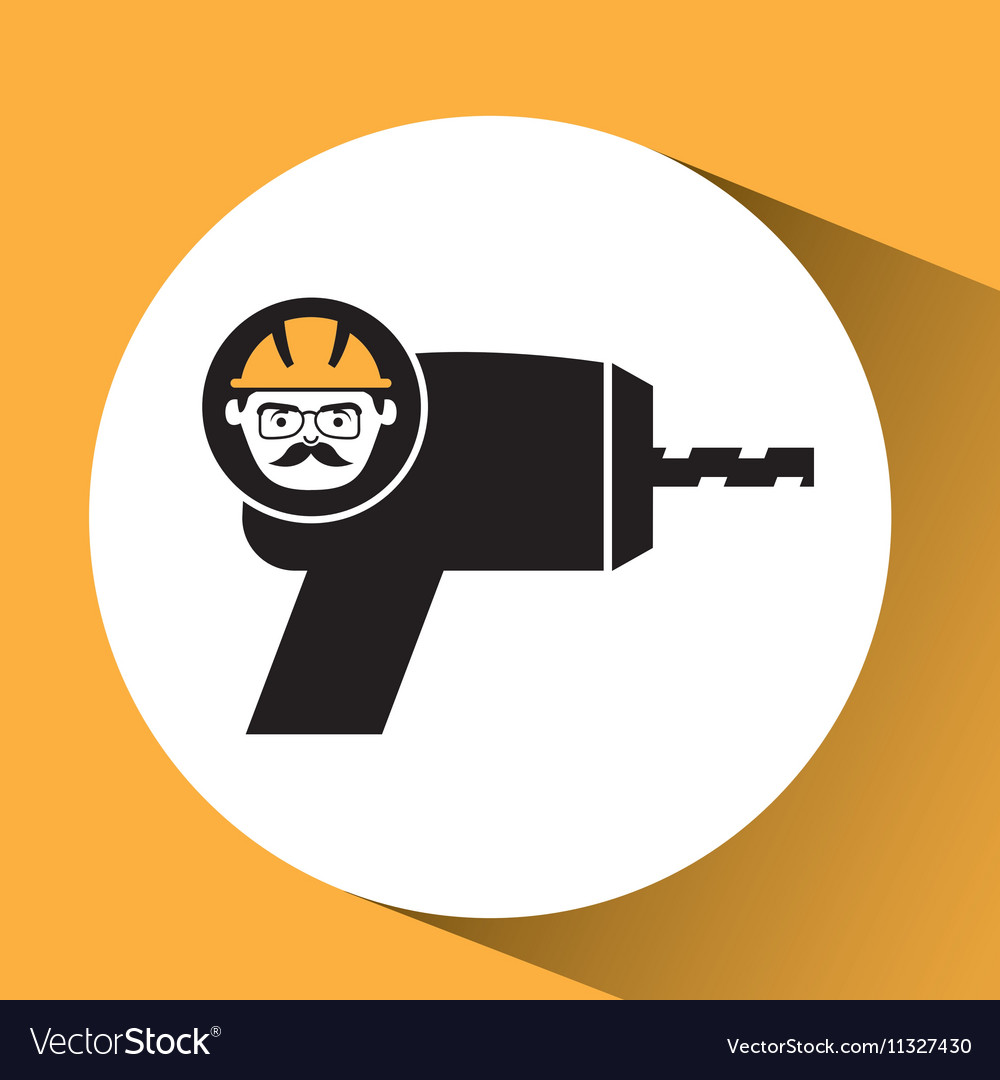 Construction man and drill graphic