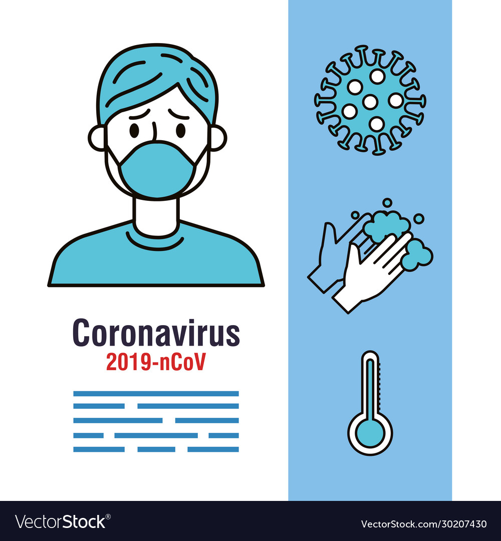 Covid 19 infographic with person sick and icons Vector Image