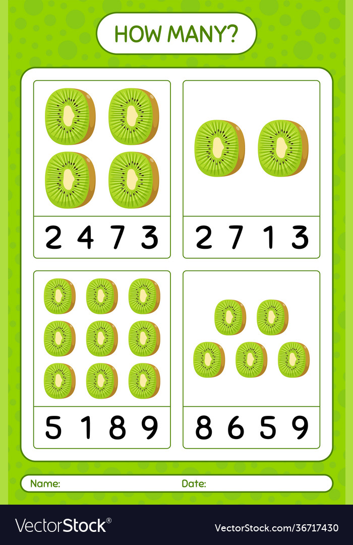 How many counting game with kiwi worksheet