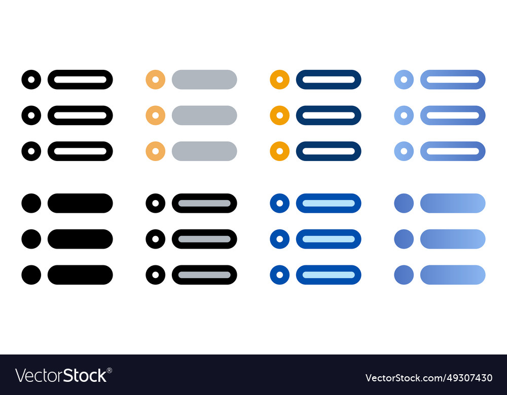 List icons in different style vector image List icons in different style