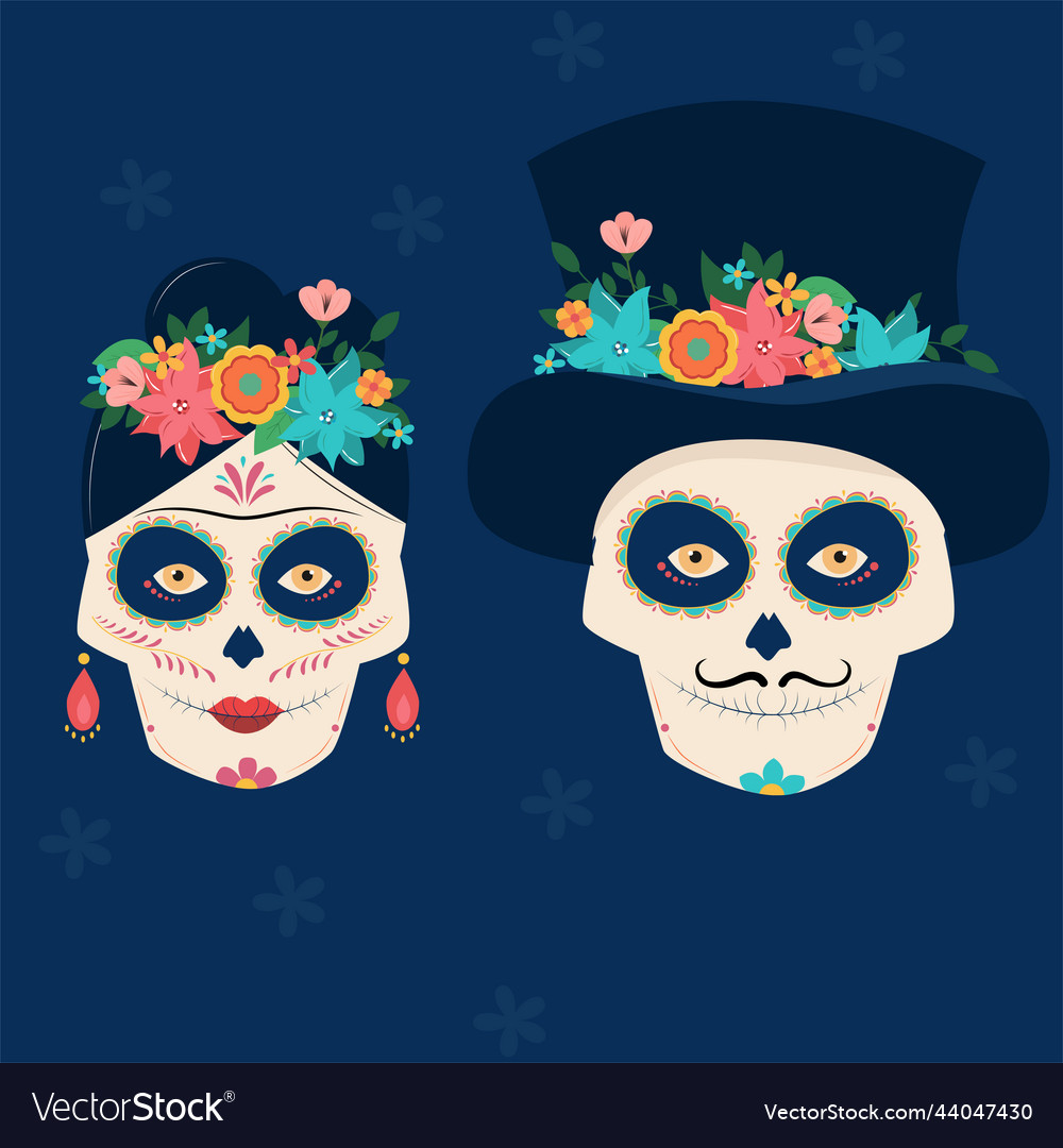 Man and woman make up for mexican day of the death vector image Man and woman make up for mexican day of the death