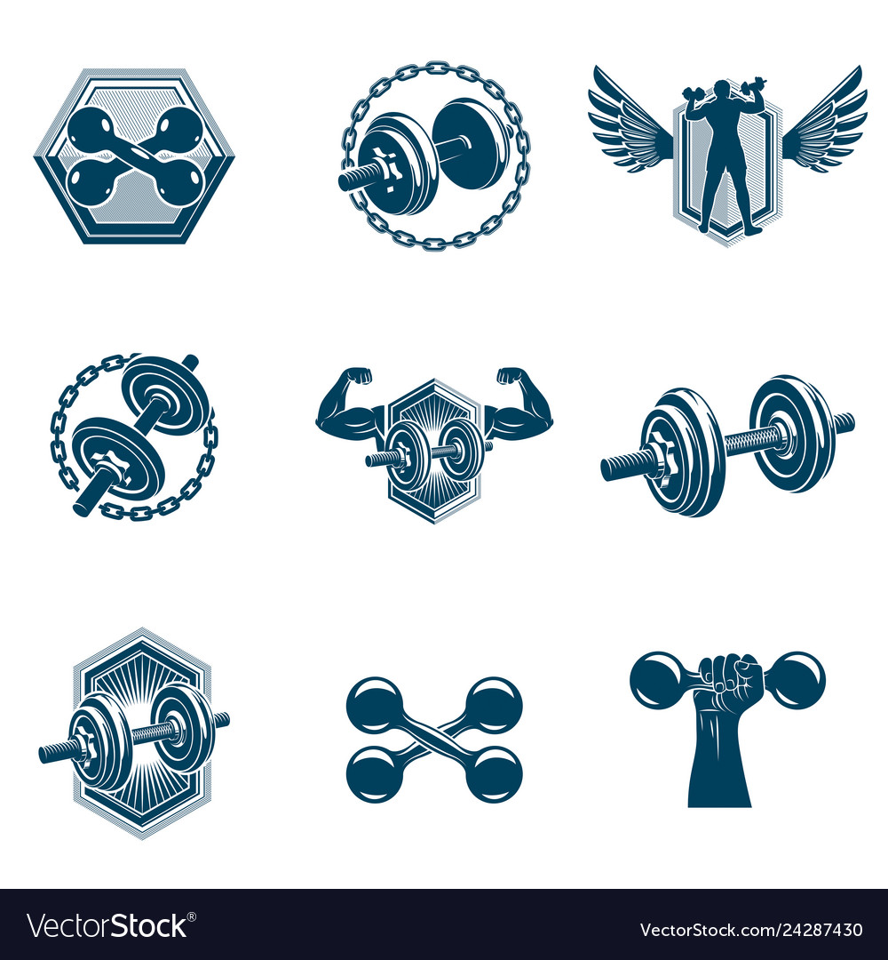 Power lifting theme collection made using Vector Image Power lifting theme collection made using