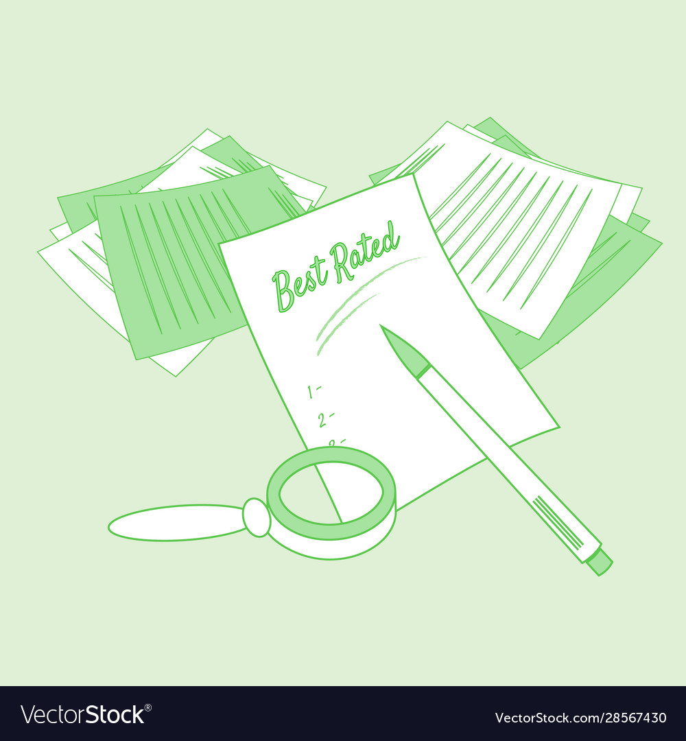 Review analysis and rating process concept line vector image Review analysis and rating process concept line