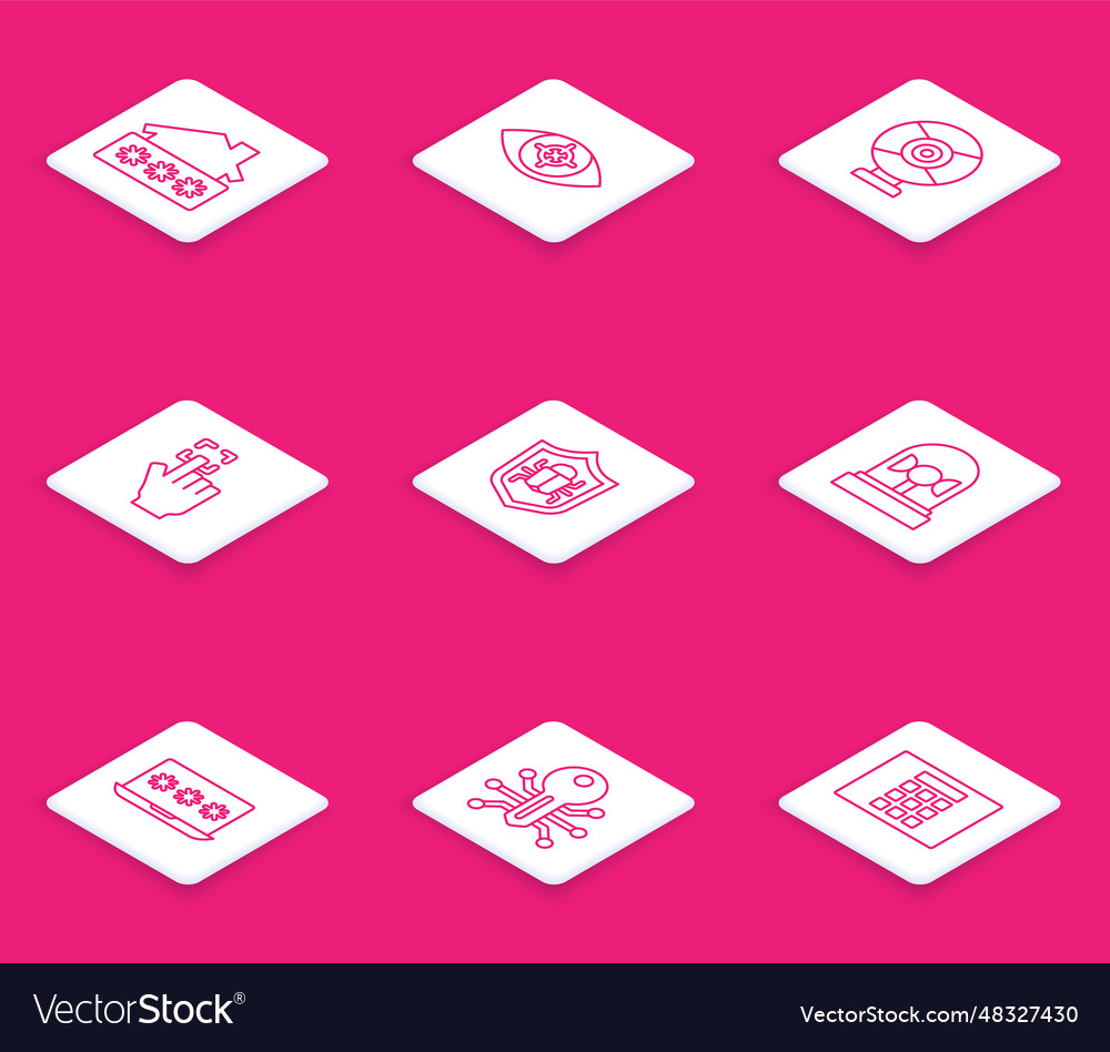 Set line house with password eye scan security vector image Set line house with password eye scan security
