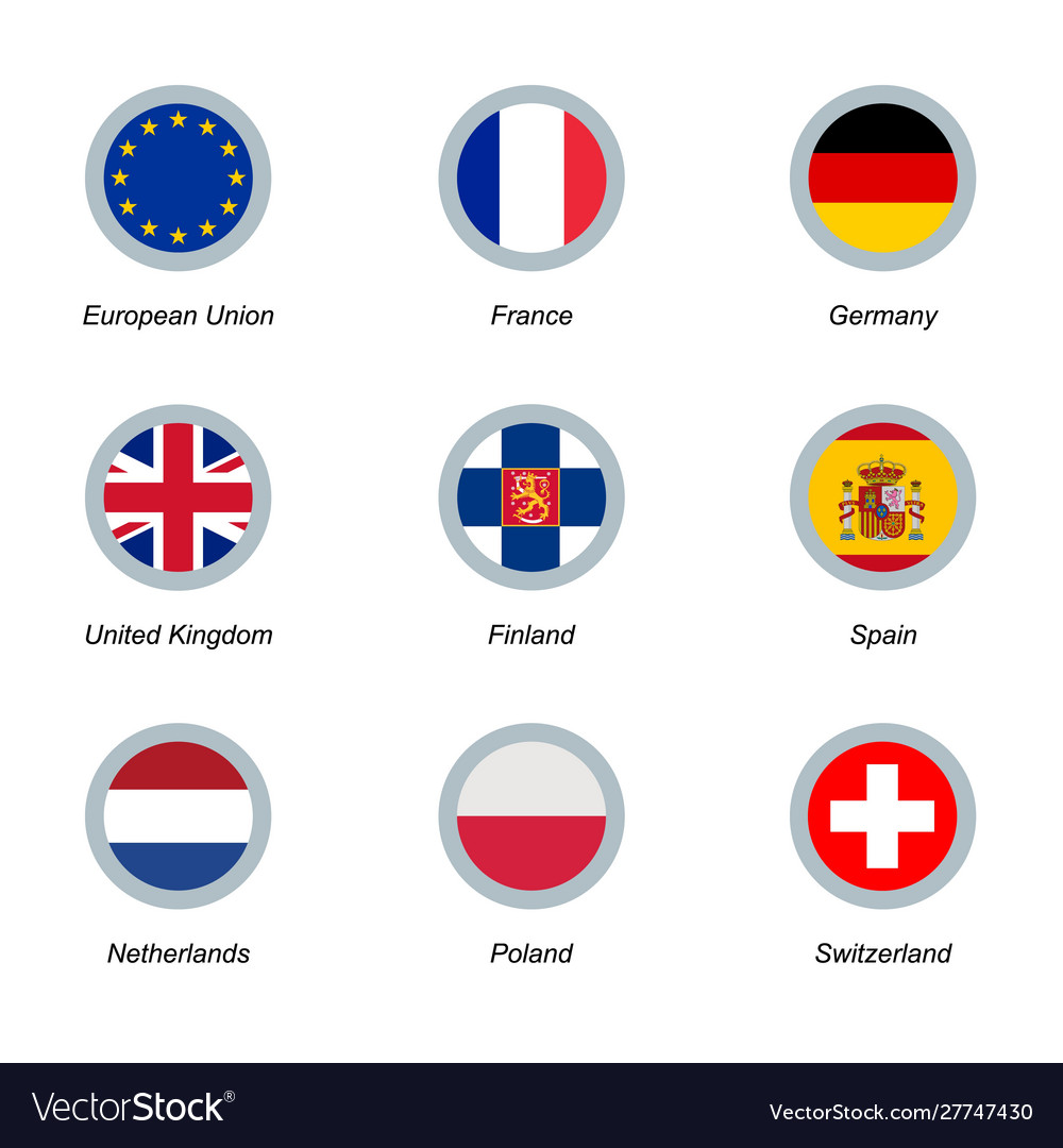 Set round icons with flags vector image Set round icons with flags