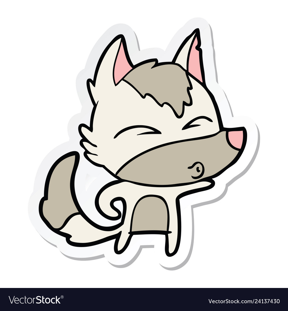 Sticker Of A Cartoon Wolf Whistling Royalty Free Vector Sticker Of A Cartoon Wolf Whistling Royalty Free Vector