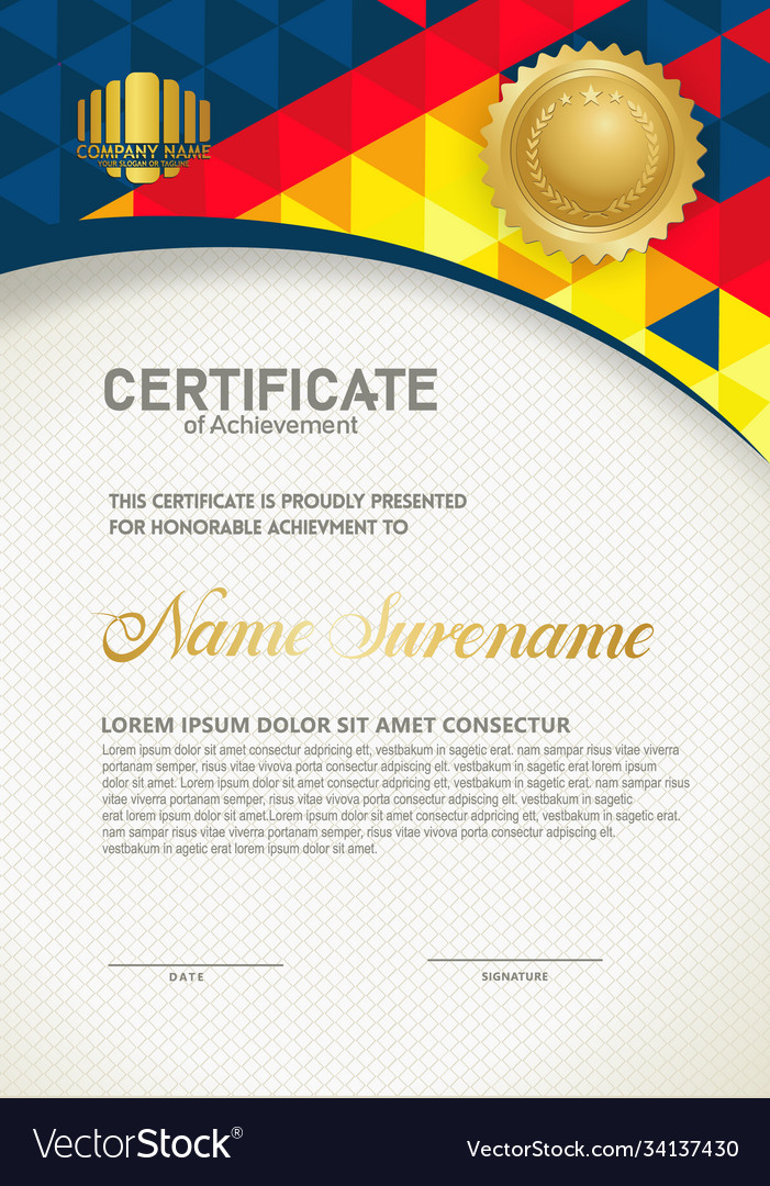 Vertical certificate template with triangle Vector Image Vertical certificate template with triangle