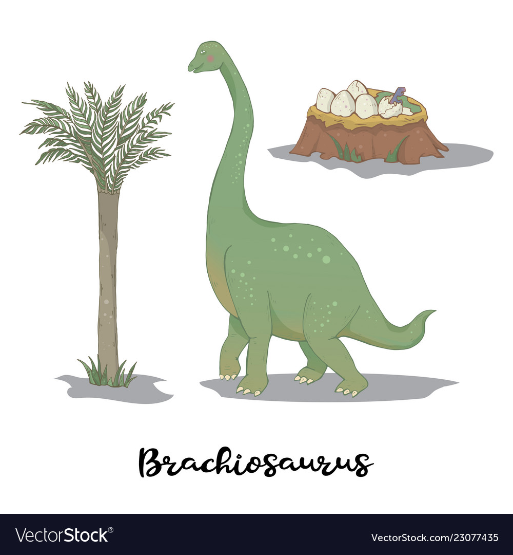 Brachiosaurus With Egg Nest Royalty Free Vector Image