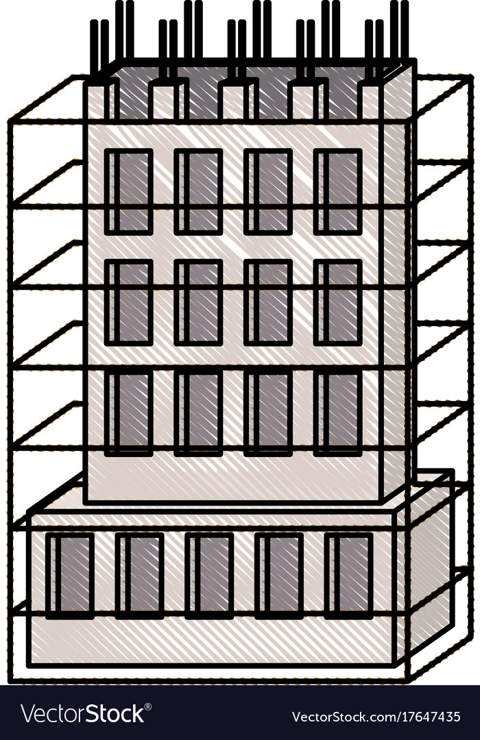 Building under construction with scaffolding