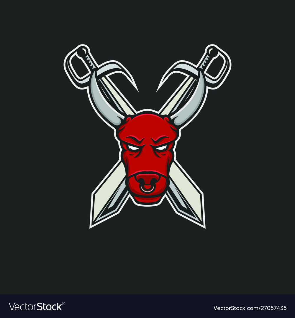 Bull logo head sport mascot design emblem sign