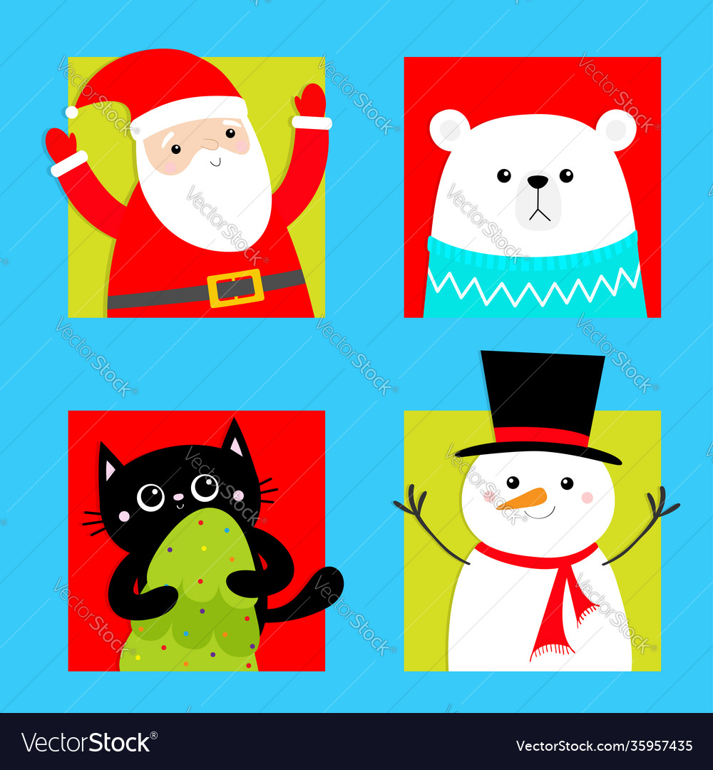 Weihnachtstier-Set - Katze Bär Santa