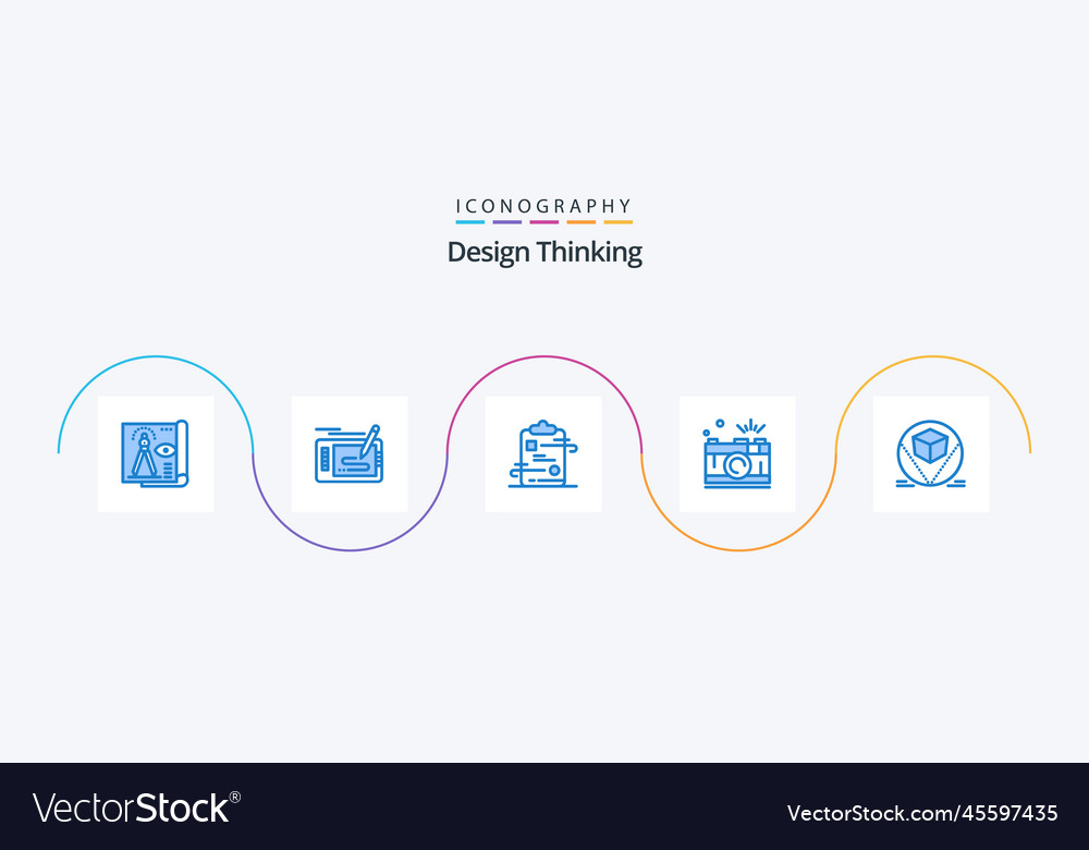 Design thinking blue 5 icon pack including photo