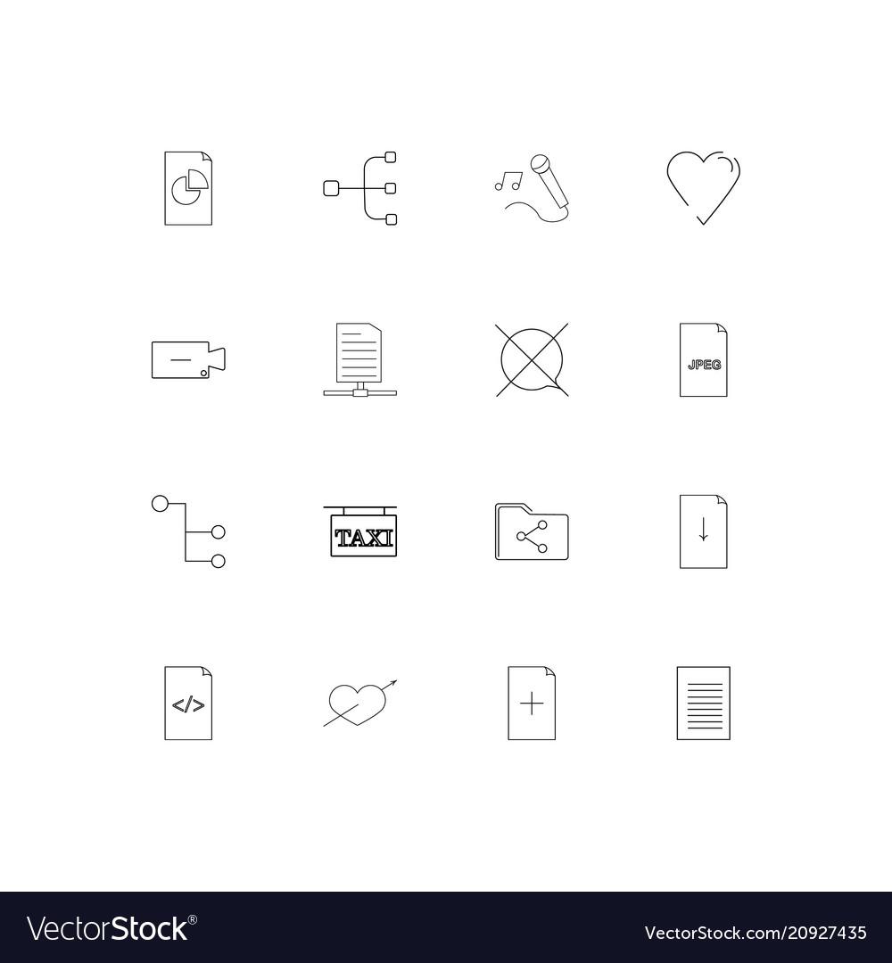 Files and folders sign linear thin icons set