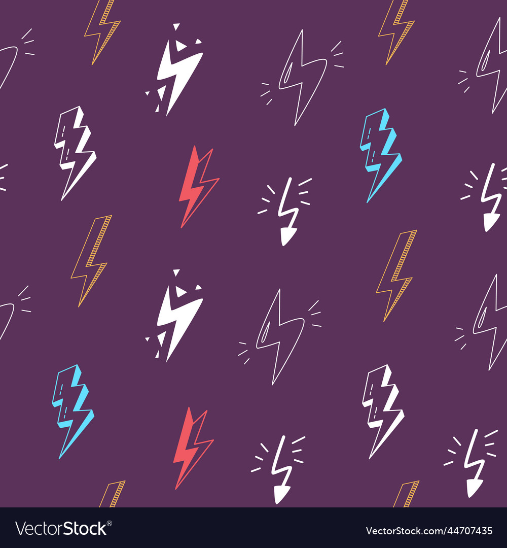 Flash lightning seamless pattern girlish doodle