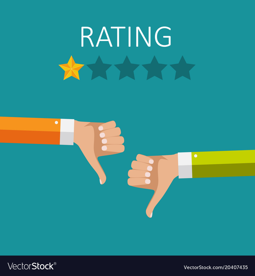 Flat design hand with star rating evaluatio