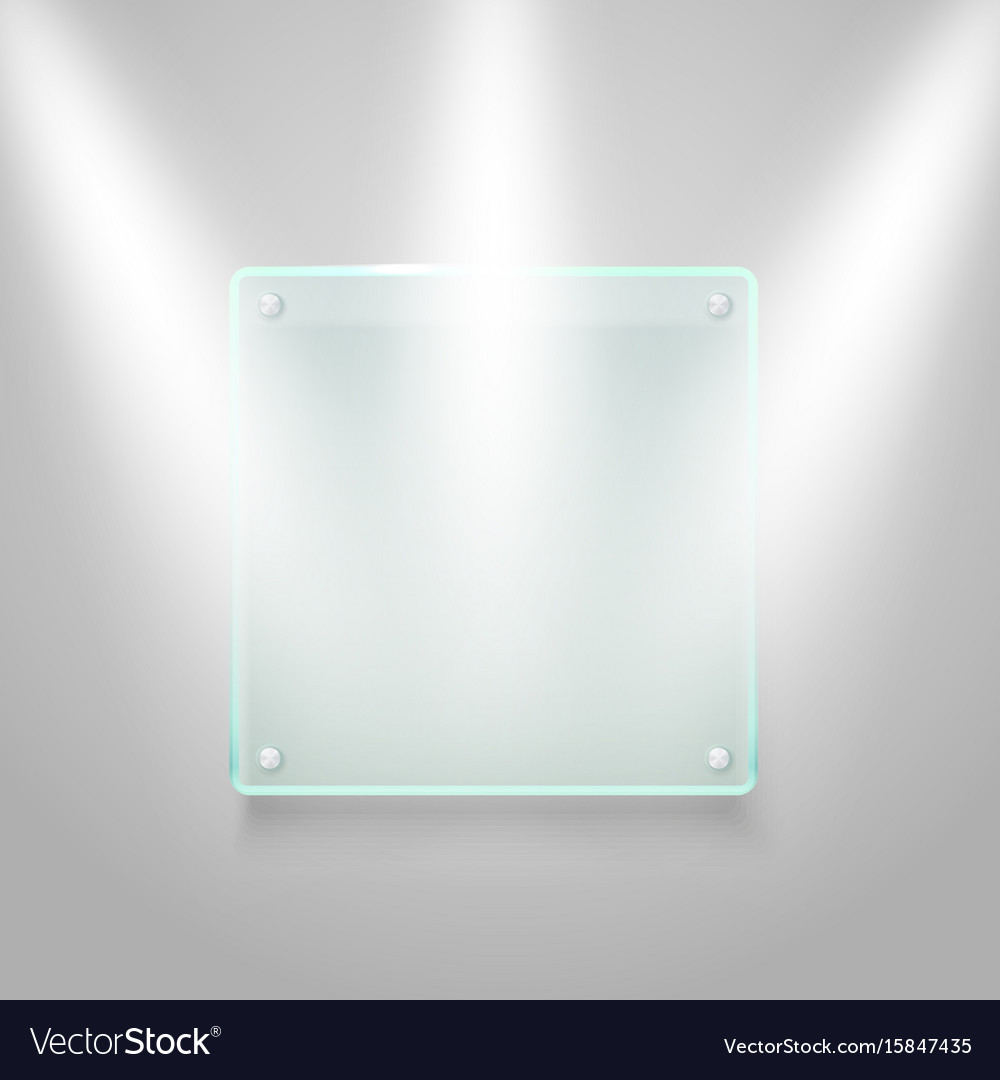 Download Glass board illuminated on the wall mockup Vector Image