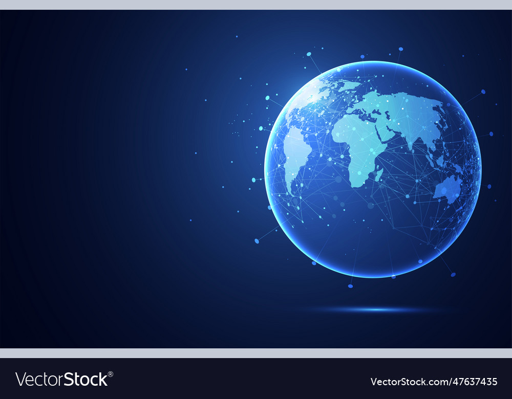 Global network connection world map point vector image Global network connection world map point