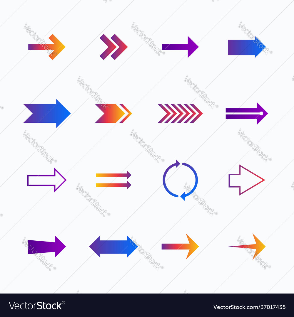 Gradient arrow collection vector image Gradient arrow collection