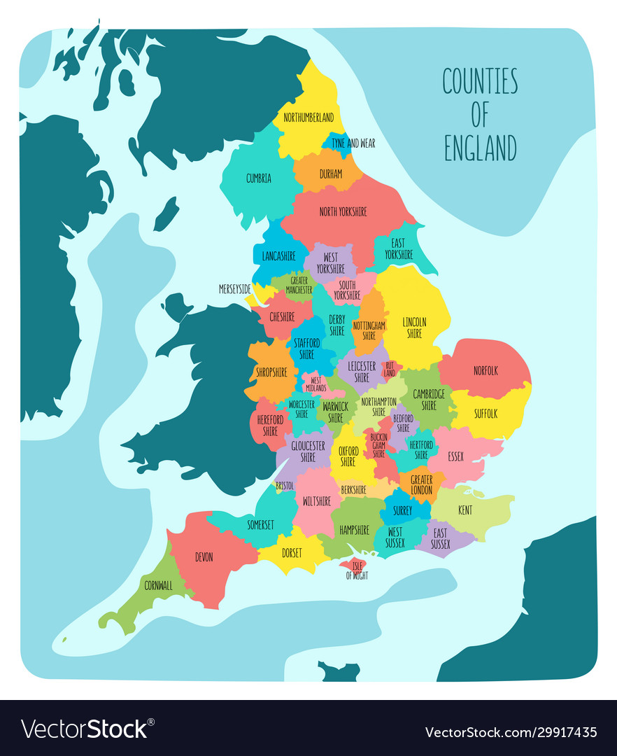 Map Of England In Counties Hand Drawn Map England With Counties Royalty Free Vector