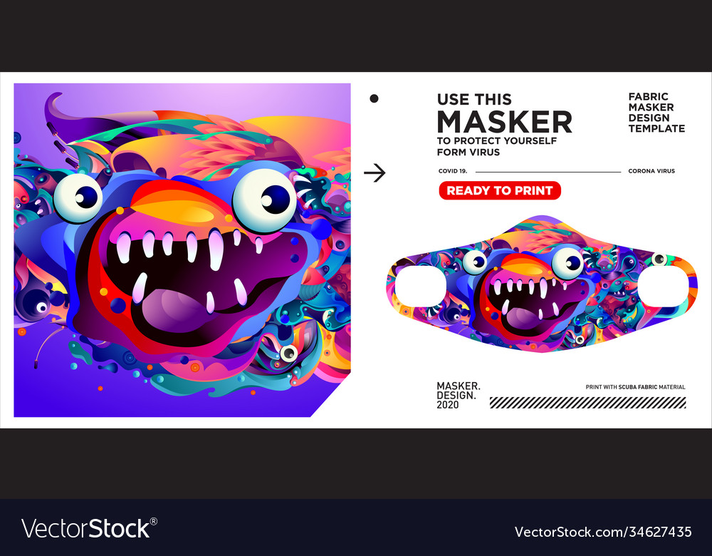 Masker design template and mockup with colorful
