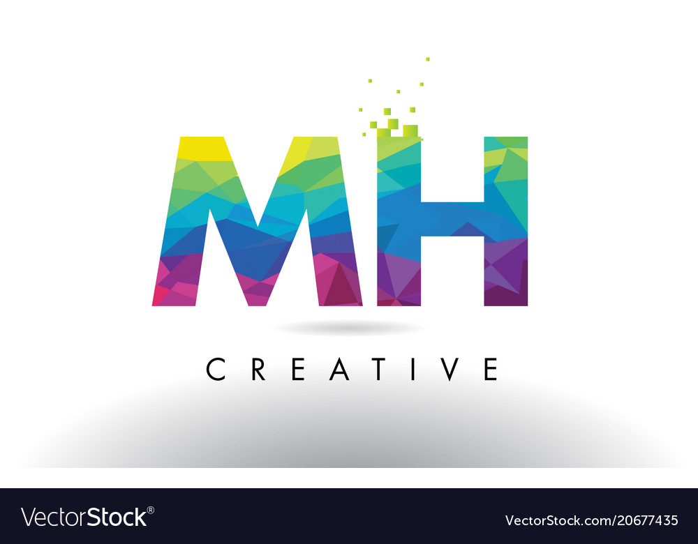 Mh m h colorful letter origami triangles design Vector Image