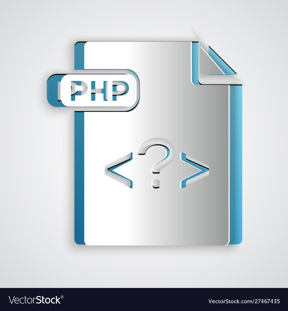 Paper cut php file document download button vector image Paper cut php file document download button
