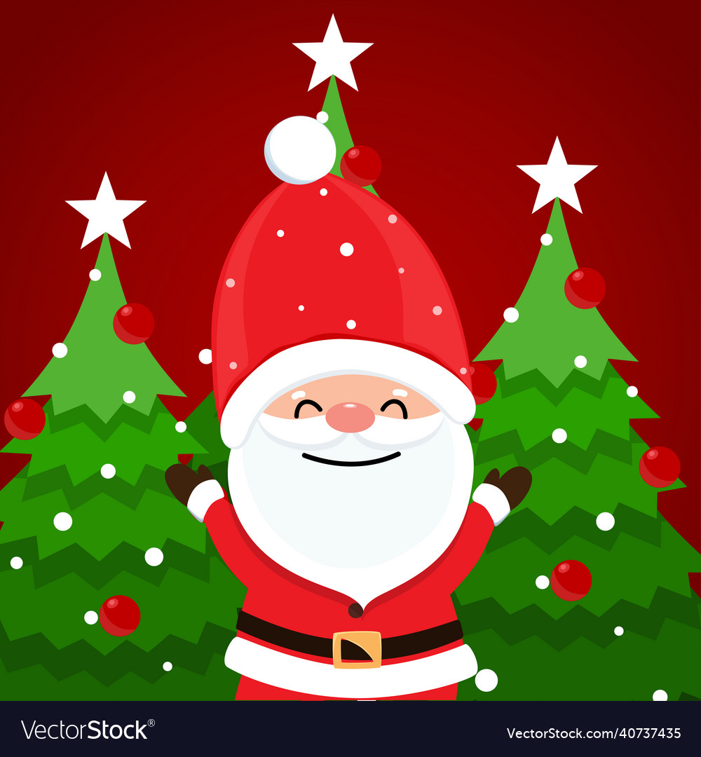 Santa claus and christmas tree merry Royalty Free Vector