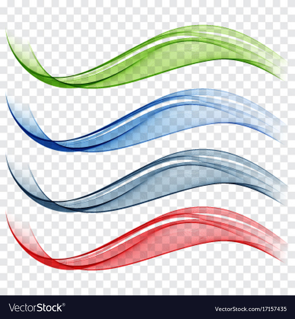 Set abstract waves blue green and red Royalty Free Vector