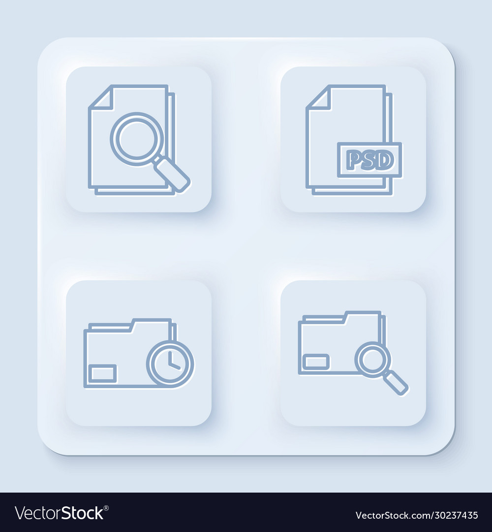 Set line document with search psd file vector image Set line document with search psd file