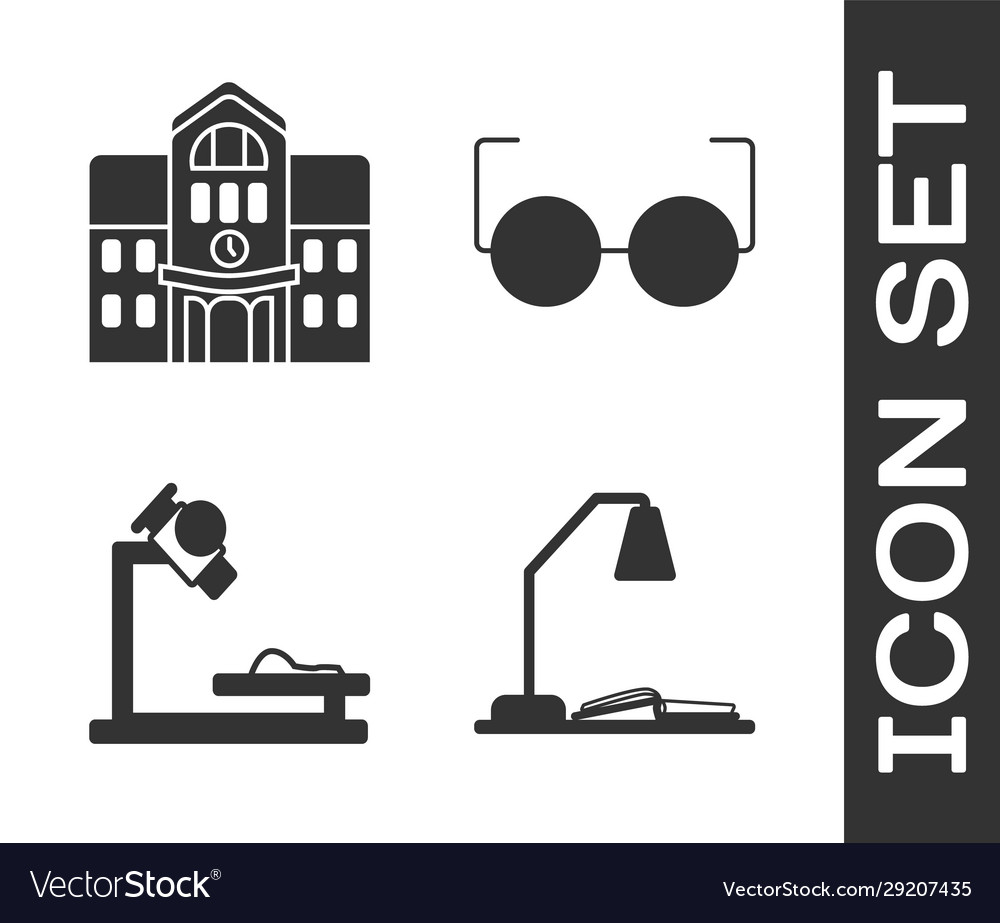 Set workplace with table lamp and open book Vector Image Set workplace with table lamp and open book
