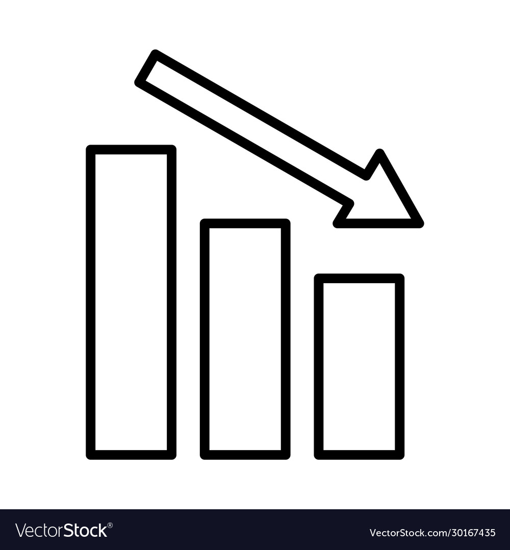 Statistics bars with arrow down line style icon