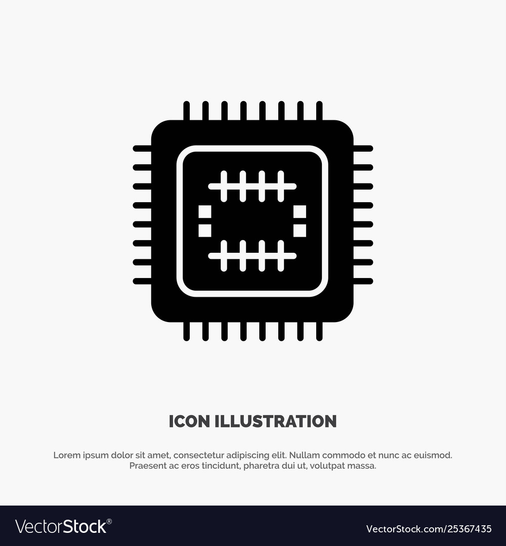 System tech technology cpu solid glyph icon vector image System tech technology cpu solid glyph icon