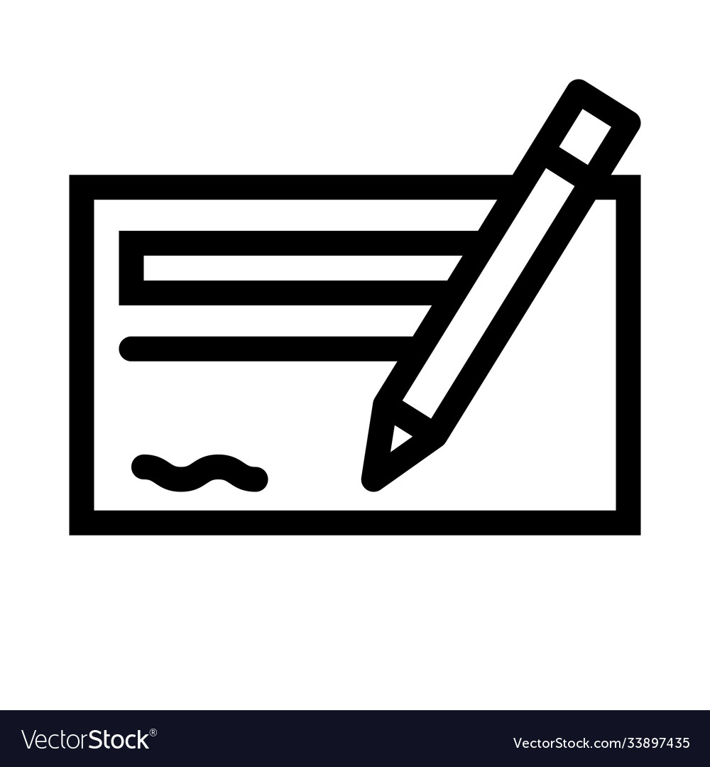 Writing banking check icon line