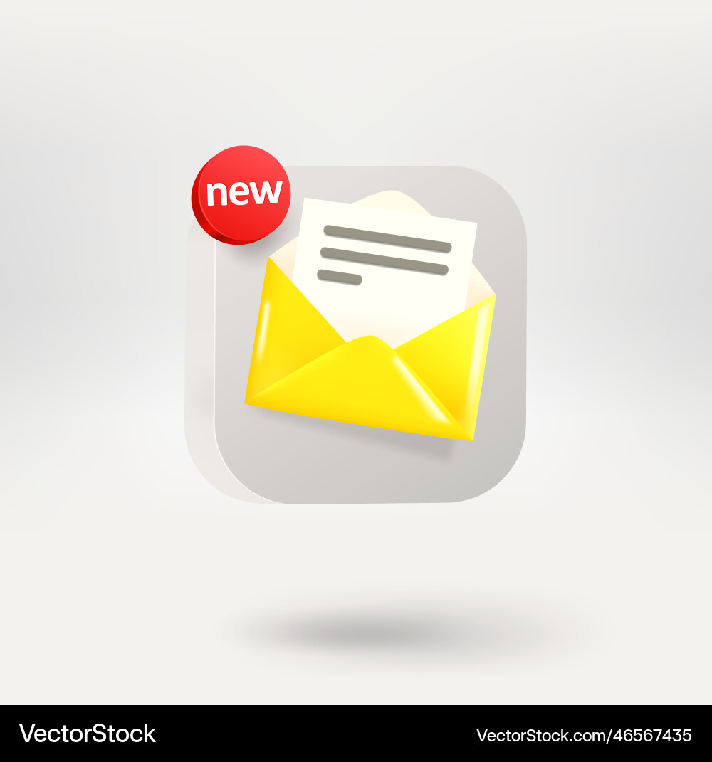 Yellow paper envelope on a white button Royalty Free Vector